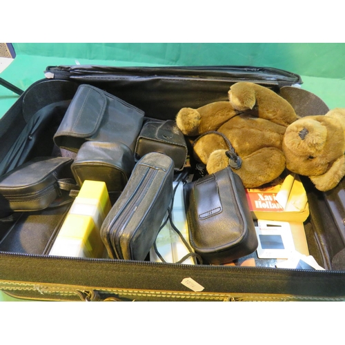 482 - SUITCASE INCLUDING CAMERAS AND BINOCULARS