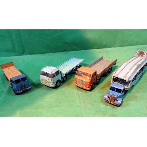 486 - FOUR VINTAGE PLAYWORN - DIE CAST DINKY HEAVY GOODS VEHICLES