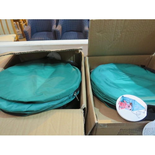 500 - TWO BOXES OF MINI POP UP TENTS - AS NEW