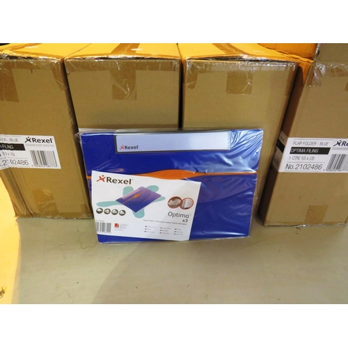 17 - APPROXIMATELY 120 REXEL - BLUE OPTIMA FILING FLAP FOLDERS - AS NEW