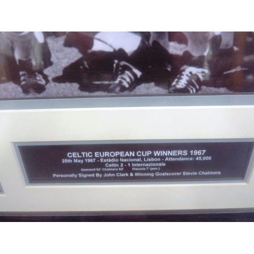 84 - CELTIC EUROPEAN CUP WINNERS 1967 PRESENTATION - SIGNED BY JOHN CLARK AND WINNING GOALSCORER STEVIE C... 