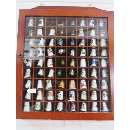 112 - APPROXIMATELY SEVENTY TWO - THIMBLES AND DISPLAY CASE