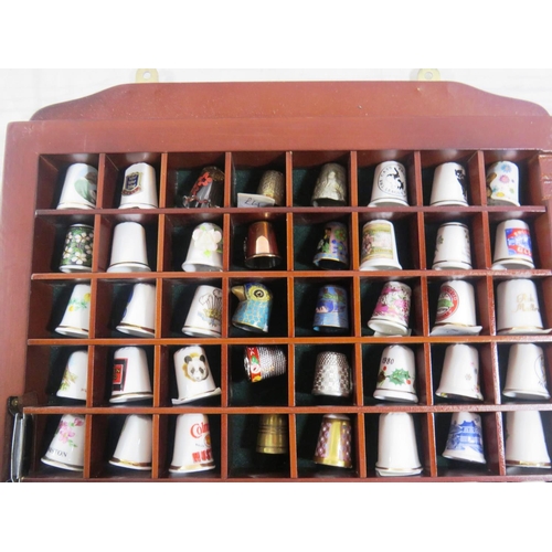 112 - APPROXIMATELY SEVENTY TWO - THIMBLES AND DISPLAY CASE