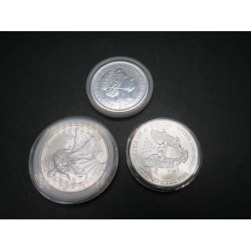 172 - THREE - ONE OUNCE SOLID SILVER COINS