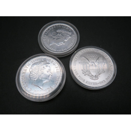 179 - THREE - ONE OUNCE SOLID SILVER COINS