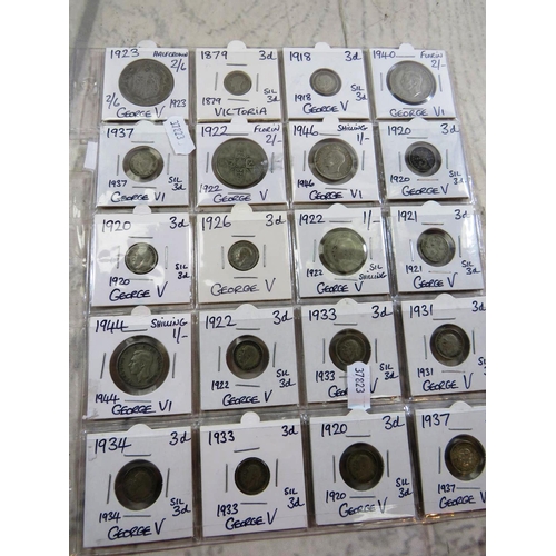 210 - SHEET OF NINE - PRE 1947 COINS