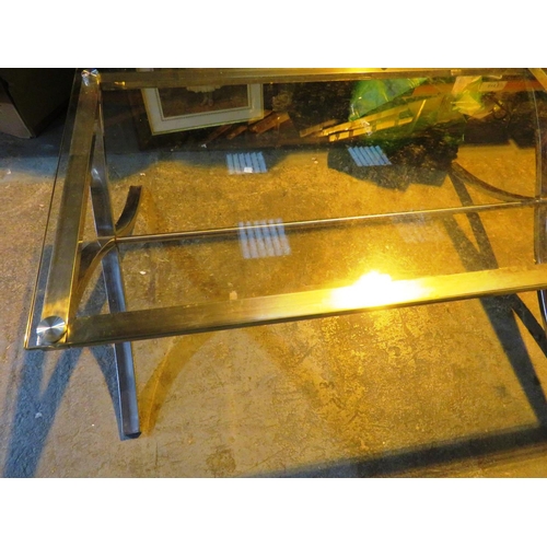 29 - MODERN GLASS TOPPED - COFFEE TABLE