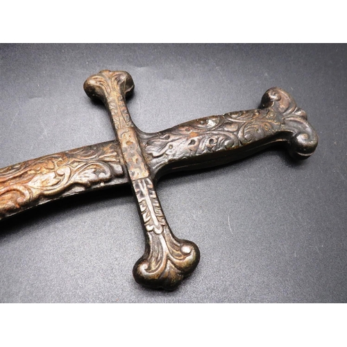 295 - BRONZE AND CAST IRON - DECORATIVE DAGGER -STAMPED ENGLAND