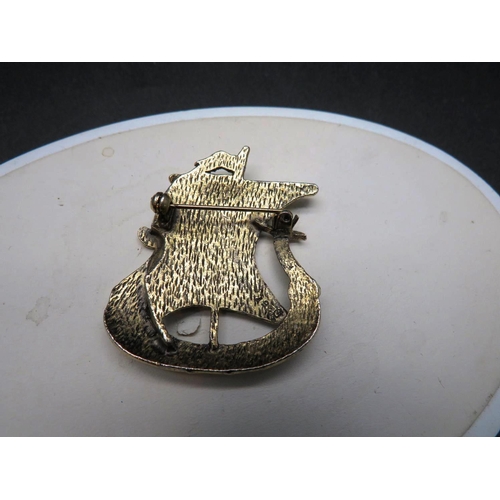 300 - WHITE METAL - VINTAGE VIKING SHIP BROOCH