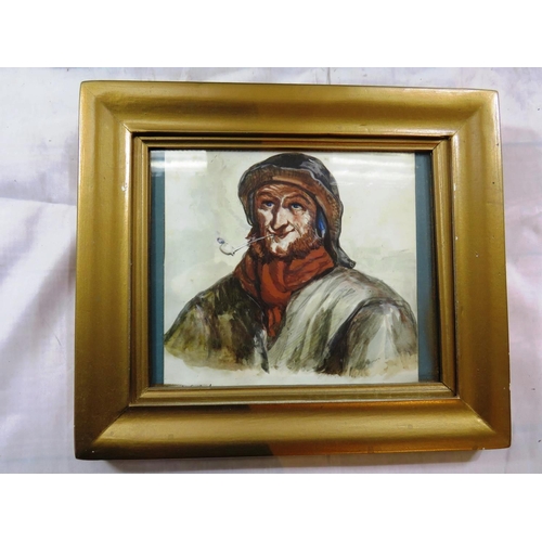 60 - THREE FRAMED WATERCOLOURS SIGNED ERNEST GRISET-1844 TO 1907 OUR OLD SKIPPER  AND OLD SEA WOLF