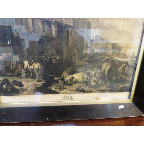 83 - LARGE FRAMED PRINT 1768 'THE FARM YARD' BY PETER DE LAER