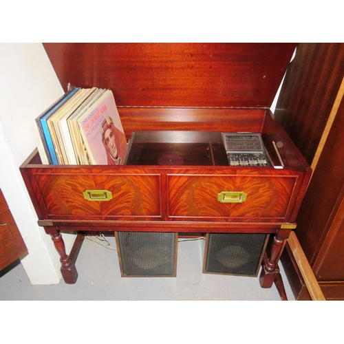 98 - PHILIPS RECORD PLAYER CABINET AND OVER 20 LP'S