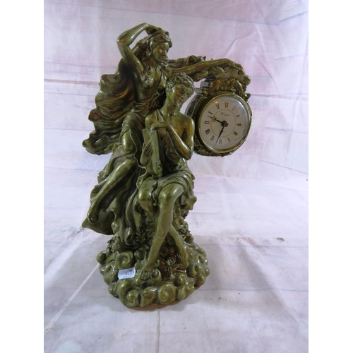 225 - OVER PAINTED LOVERS FIGURAL CLOCK