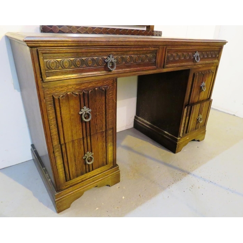 129 - ANTIQUE DRESSER/DESK AND MIRROR