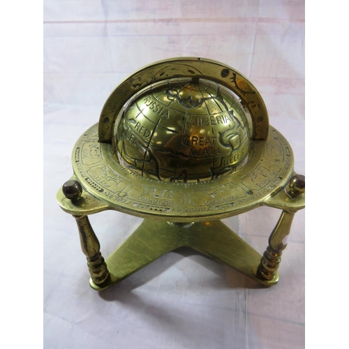 152 - A SOLID BRASS GLOBE