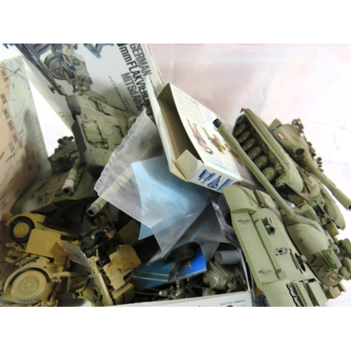 177 - A BOX FULL OF MODEL TANKS AND MILITARY FIGURE