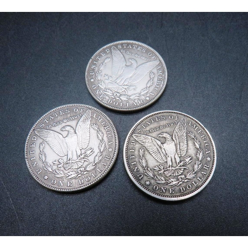 321 - THREE COINS REPRESENTING MORGAN DOLLAR DATES 1881-1885