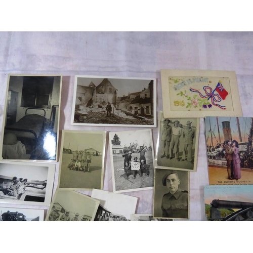 337 - MIXED LOT OF MILITARY POSTCARDS AND PHOTOS