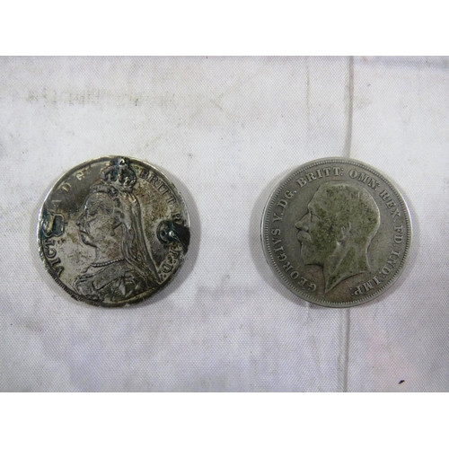 316 - TWO SILVER CROWNS 1935 AND 1889