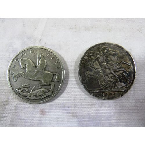 316 - TWO SILVER CROWNS 1935 AND 1889