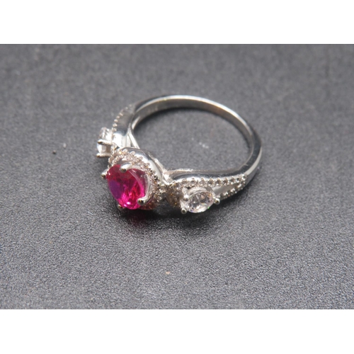 392 - 925 RED STONE DRESS RING