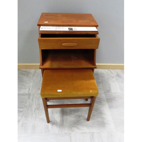 77 - TEAK MID-CENTURY  CHIPPY HEATH TELEPHONE TABLE AND STOOL