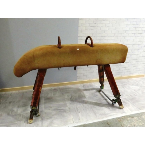 80 - VINTAGE GYMNASIUM VAULTING POMMEL HORSE