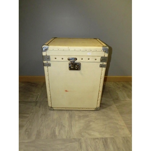 115 - CREAM LEATHER COVERED STORAGE BOX