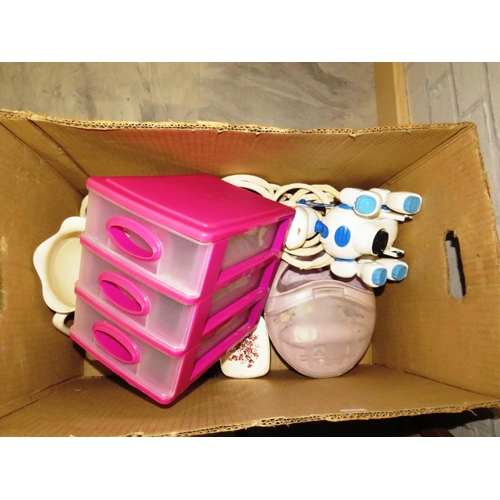 175 - BOX OF MISCELLANEOUS INCLUDING LAP STORAGE TRAYS