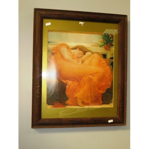 186 - FRAMED PRINTIN VINTAGE WOODEN FRAME