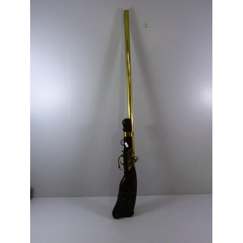 257 - ORNAMENTAL WALL HANGING BRASS AND WOOD SHOT GUN