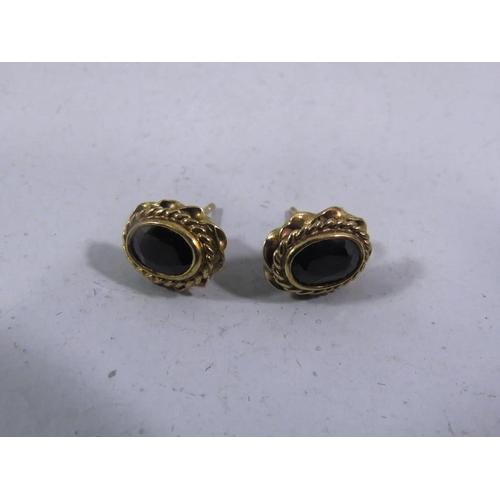 401 - 9CT GOLD AND SAPPHIRE STUD EARRINGS