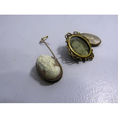 308 - PICTURE LOCKET, PICTURE BROOCH AND CAMEO