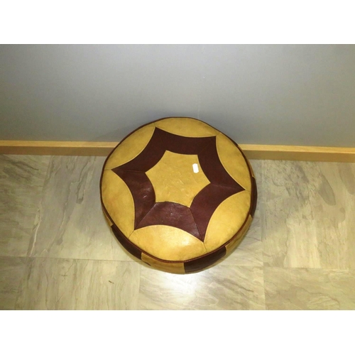 567 - RETRO LEATHER PATCHWORK POUFFE