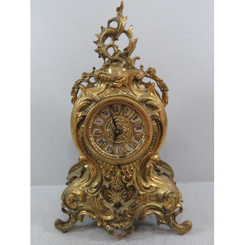 309 - ORNATE BRASS MANTLE CLOCK