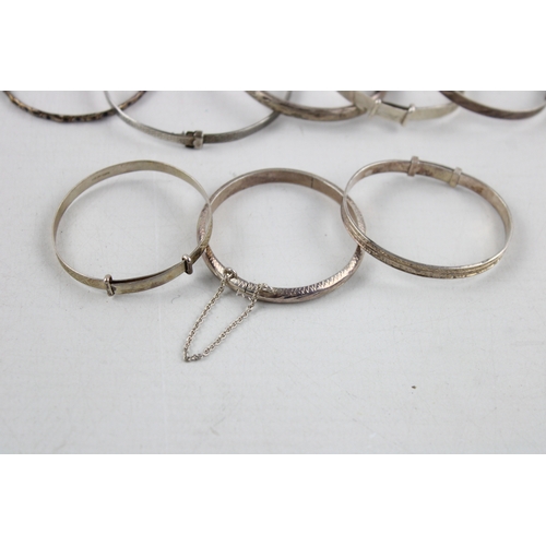 107 - 8 x Vintage .925 STERLING SILVER Christening Bangles Etched, Baby (38g)