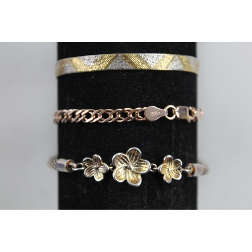 106 - 5 x Vintage Gold on .925 Sterling Silver BRACELETS inc. Floral Motif