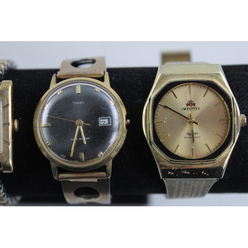 126 - 4 x Vintage Gents Gold Tone WRISTWATCHES Hand-Wind Inc Sekonda, Oris Etc