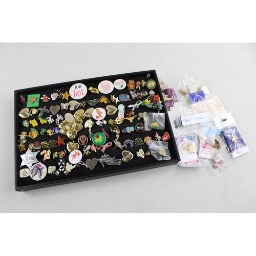 188 - Job Lot 110+ Assorted Vintage Lapel & Pin Badges Inc. Enamel, Advertising Etc