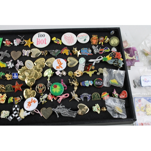 188 - Job Lot 110+ Assorted Vintage Lapel & Pin Badges Inc. Enamel, Advertising Etc