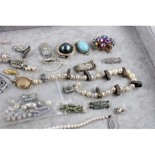 69 - 35 x Vintage & Retro CLASPS for Jewellery Making inc. Sterling Silver, Art Deco