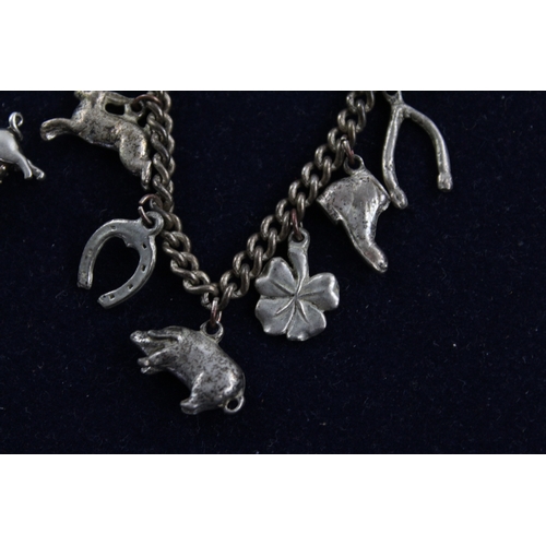 54 - 2 x Vintage .925 Sterling Silver Charm BRACELETS inc. Animal, Oriental (41g)