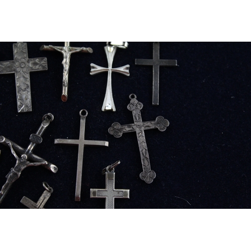 7 - 15 x .925 Sterling Silver PENDANTS inc. Religious, Crosses, Etched, Large (34g)