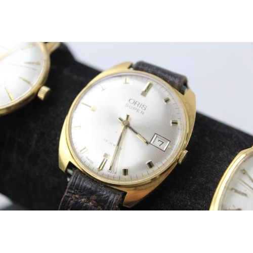 24 - 3 x Vintage Gents Gold Tone WRISTWATCHES Hand-Wind Automatic WORKING Inc Oris