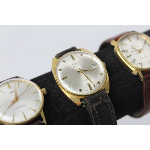 24 - 3 x Vintage Gents Gold Tone WRISTWATCHES Hand-Wind Automatic WORKING Inc Oris