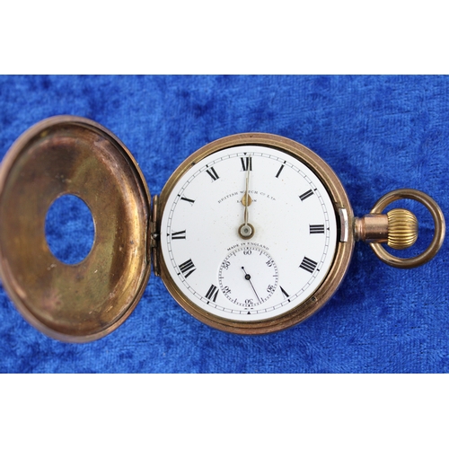 11 - Vintage Gents Rolled Gold Half Hunter POCKET WATCH Hand-Wind (109g)