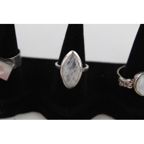 47 - 4 x Vintage .925 Sterling Silver GEMSTONE RINGS inc. Pearl, Moonstone (20g)