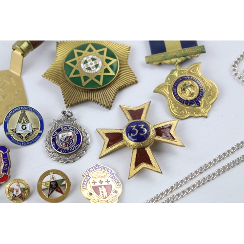 34 - 13 x Vintage MASONIC /RAOB Medals, Jewels, Badges & Trowel Inc. Breast Badge Etc