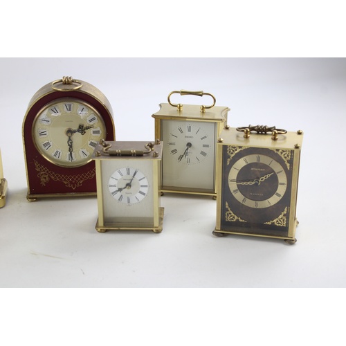 142 - 10 x Assorted Quality CARRIAGE / MANTEL CLOCKS Quartz Inc Brass, Seiko, Estyma