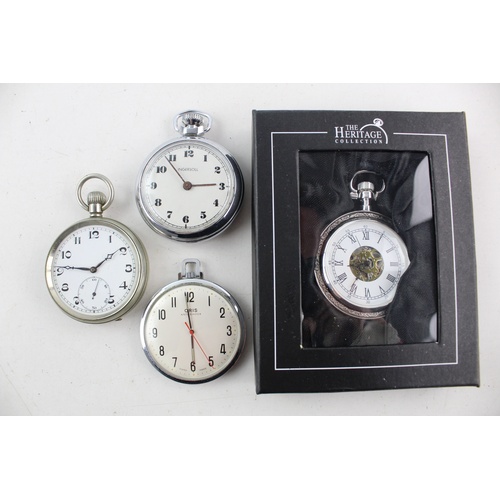 134 - 4 x Vintage Gents Pocket Watches Hand-Wind WORKING Inc Oris, Ingersoll Etc